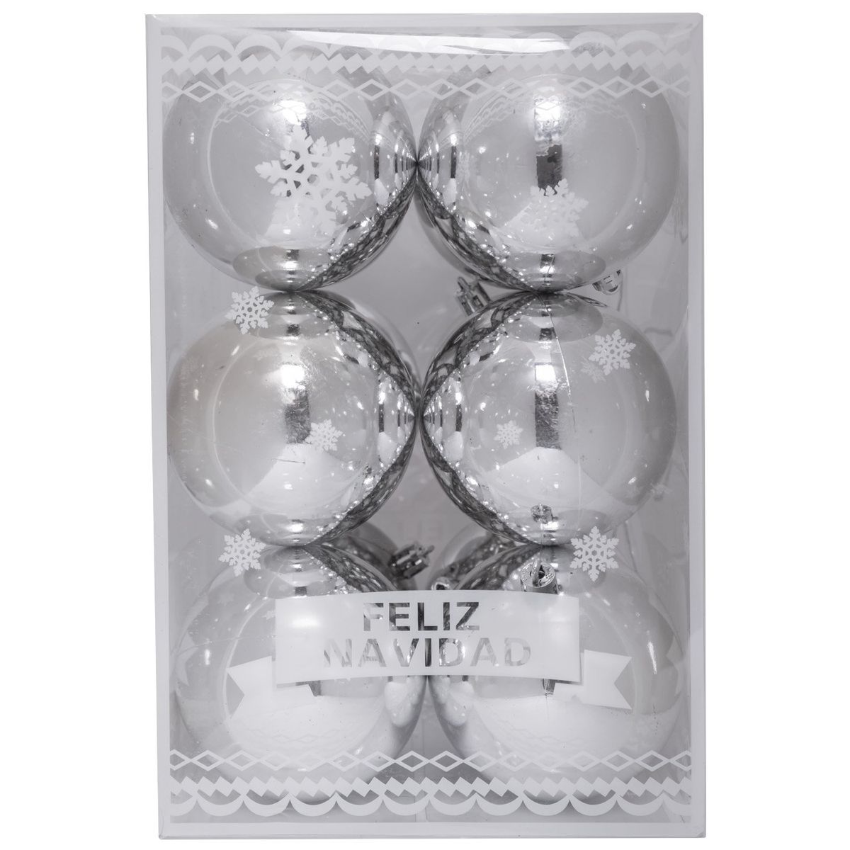 PROPLASTIC - Set de 12 esferas brillantes 8 cms plata