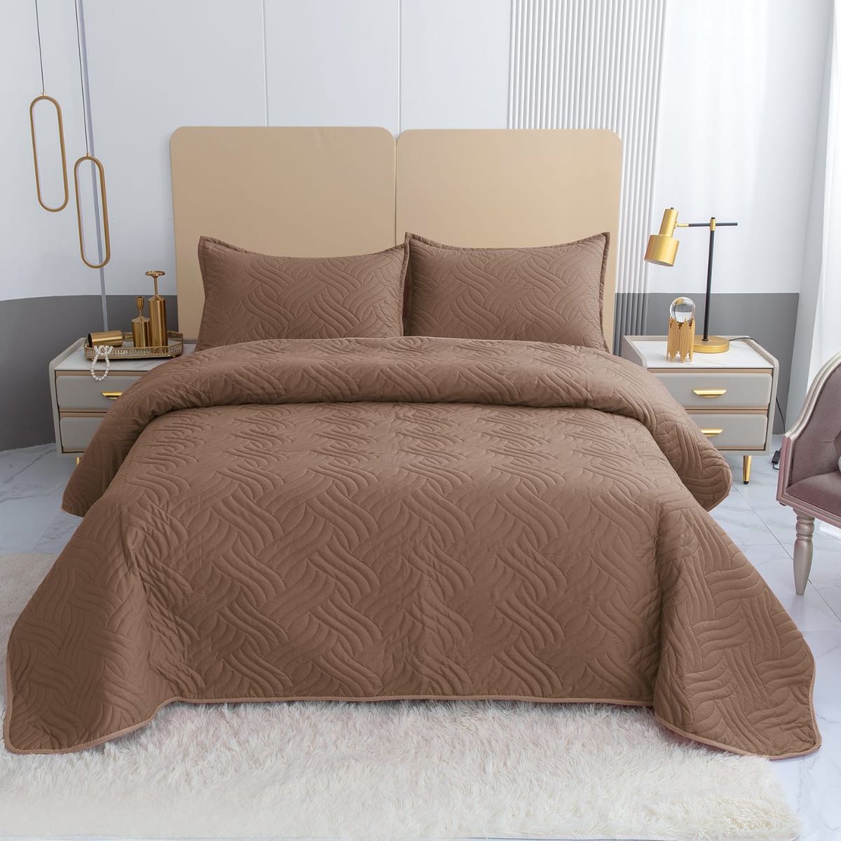 GENERICO - Cubrecamas quilt verano Liso color 2 plazas