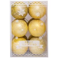 Set de 12 esferas escarchadas 8 cms doradas