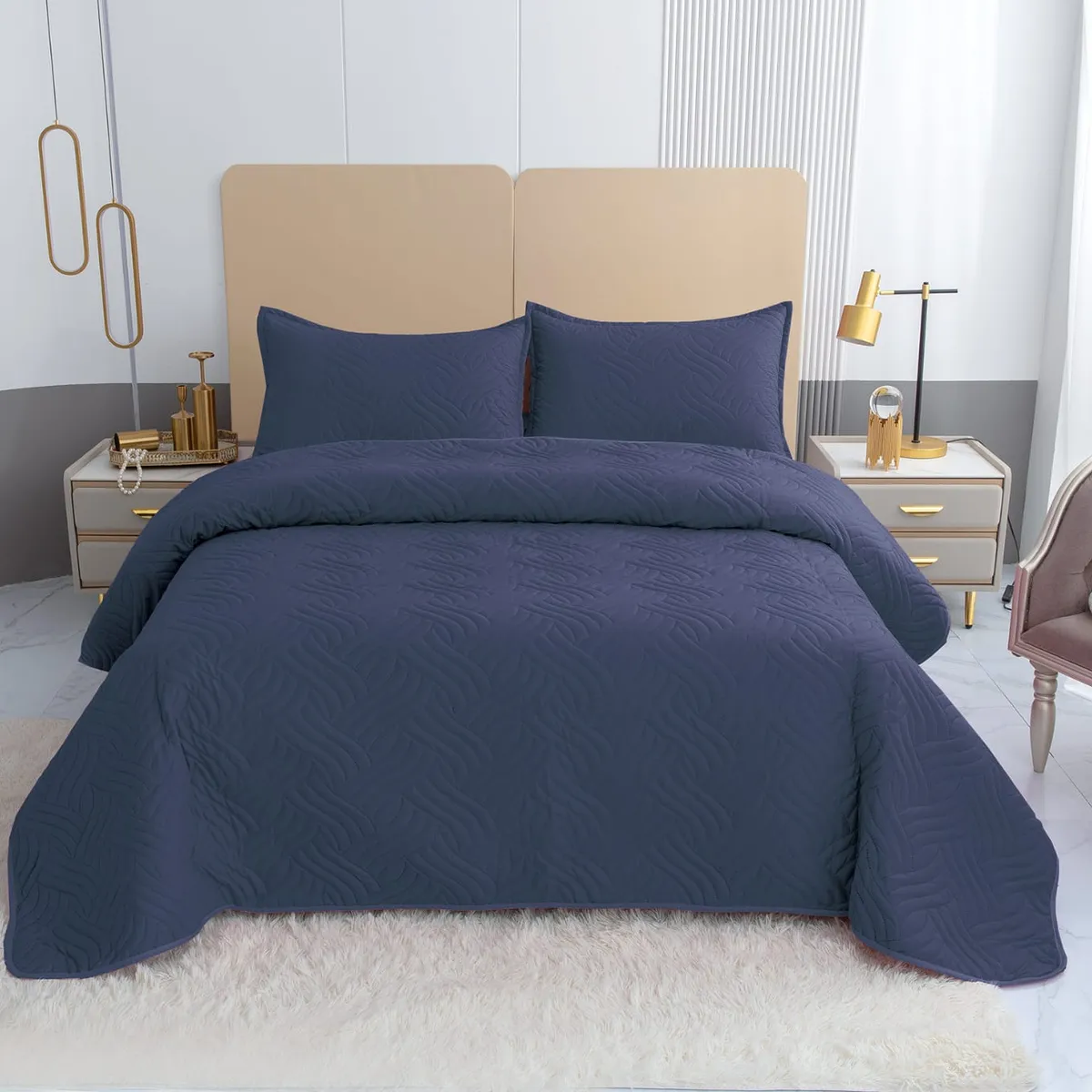 GENERICO - Cubrecamas quilt verano Liso color 2 plazas