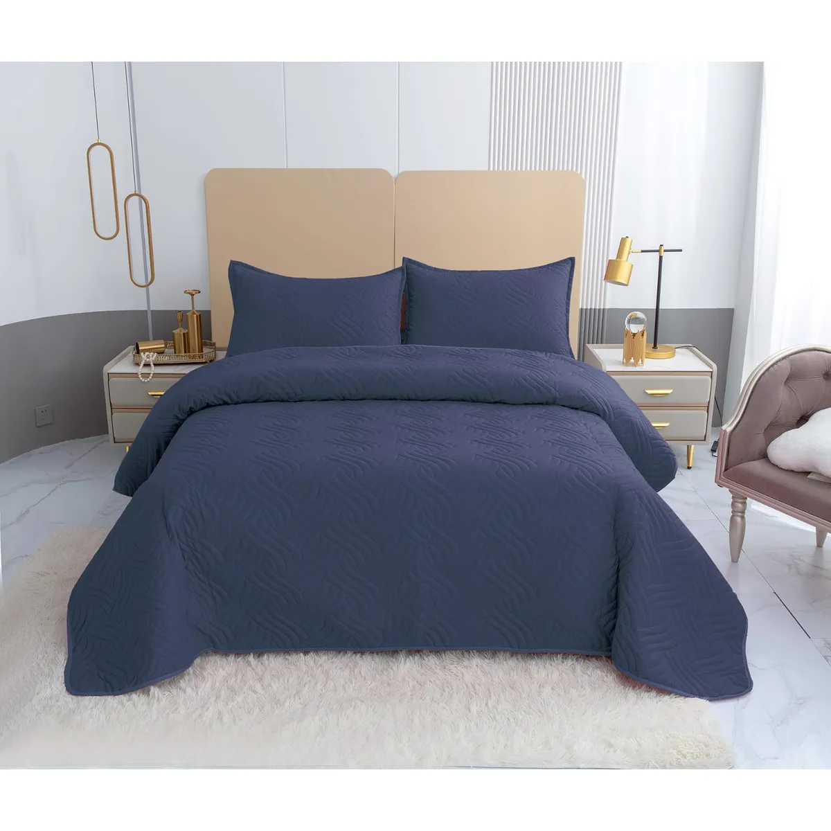 GENERICO - Cubrecamas quilt verano Liso color 2 plazas