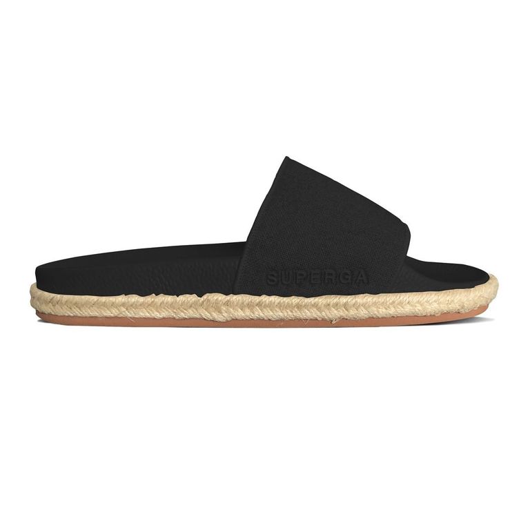 Sandalia 1908 Slides Organic Canvas Rope Black