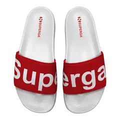 SUPERGA - Sandalia 1908 Slides Polysoft White Red - Blanco