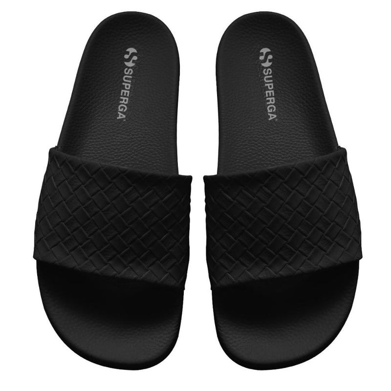 SUPERGA - Sandalia 1908 Slides Woven Leather Black Superga - Negro