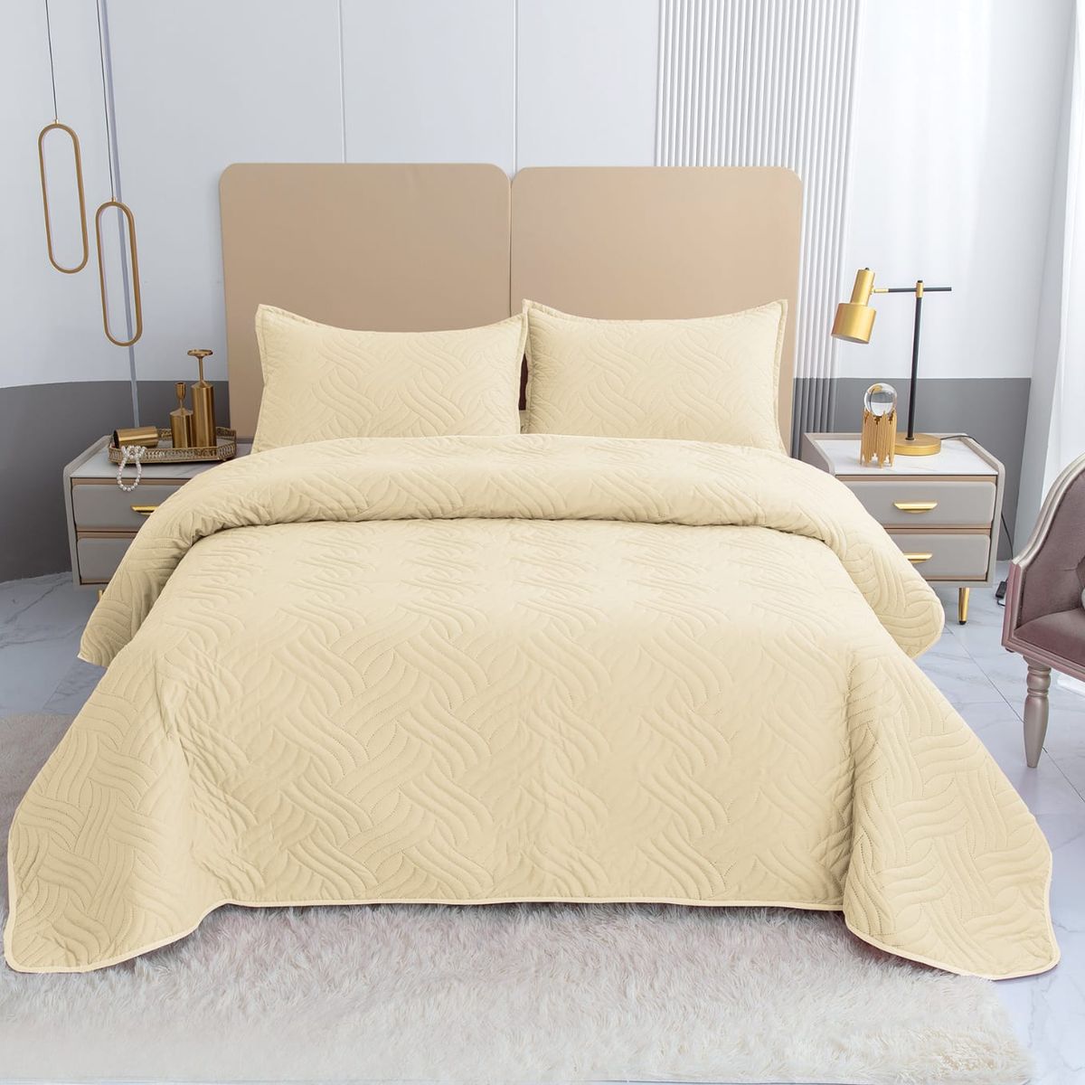 GENERICO - Cubrecamas quilt verano Liso color 2 plazas