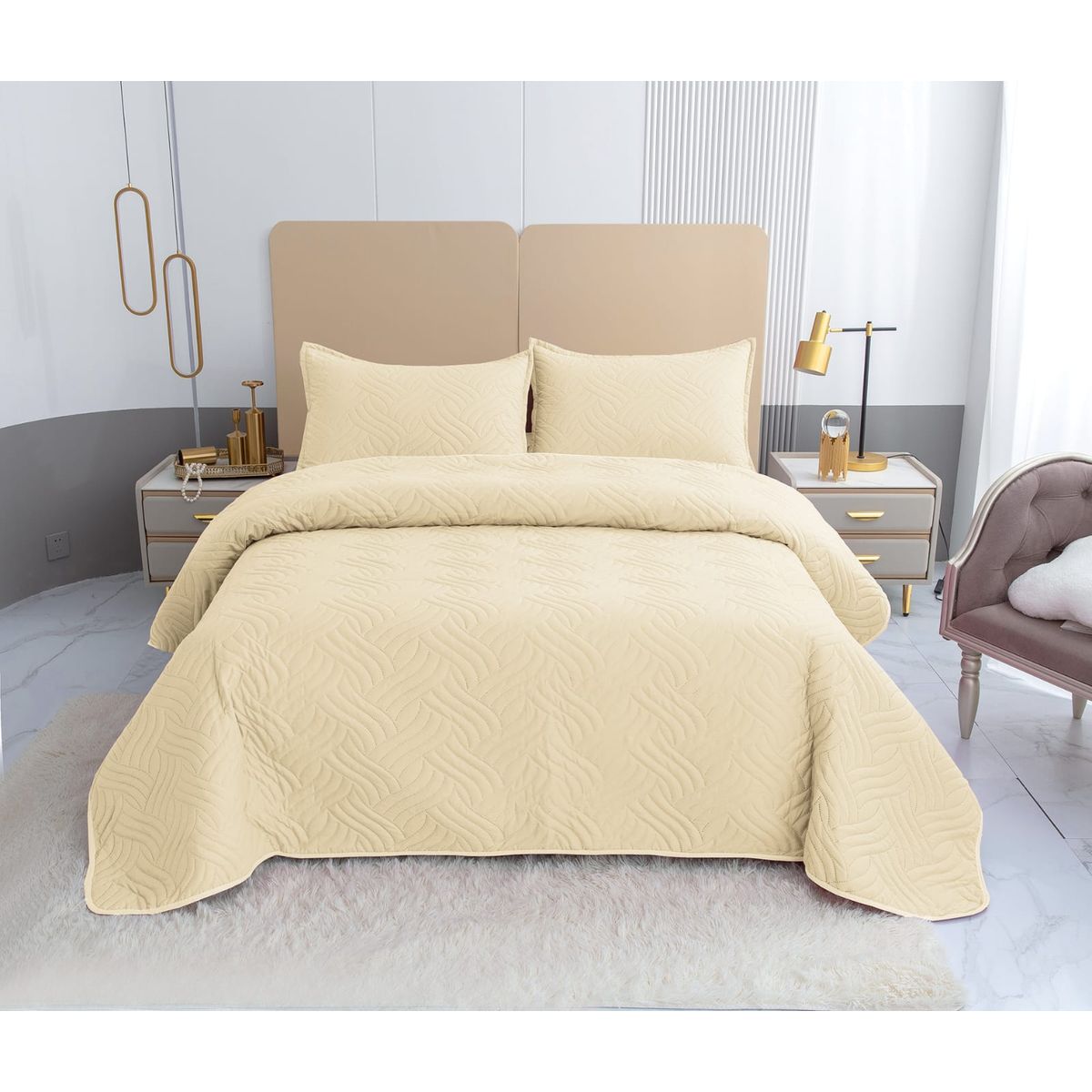 GENERICO - Cubrecamas quilt verano Liso color 2 plazas