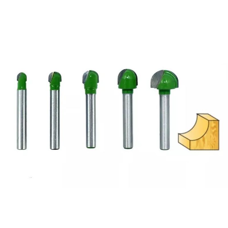 GENERICO - Fresa Madera Redonda Toma 6 mm Set 5pcs