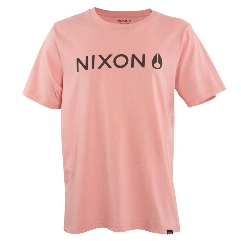 NIXON - Polera Men Pink Logo Front Black - Rosa
