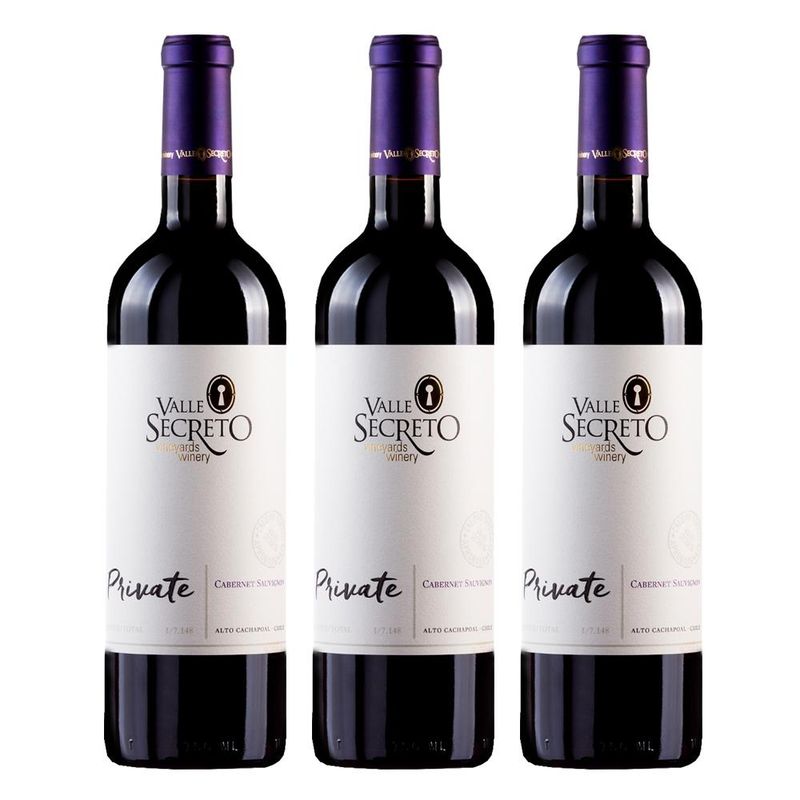 VALLE SECRETO - 3 Vinos Valle Secreto Private Cabernet Sauvignon - Rojo