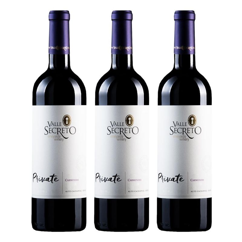 VALLE SECRETO - 3 Vinos Valle Secreto Private Carmenere - Rojo