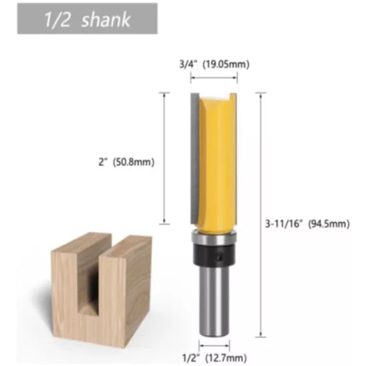 GENERICO - Fresa Madera Recta Copiadora ½  x ¾  x 2 Rodamiento Superior