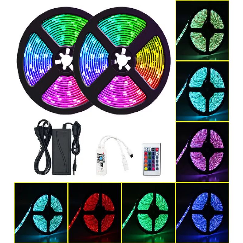 GENERICO - Tira Cinta Luces Led Rgb Bluetooth 10 Metros Total +conector