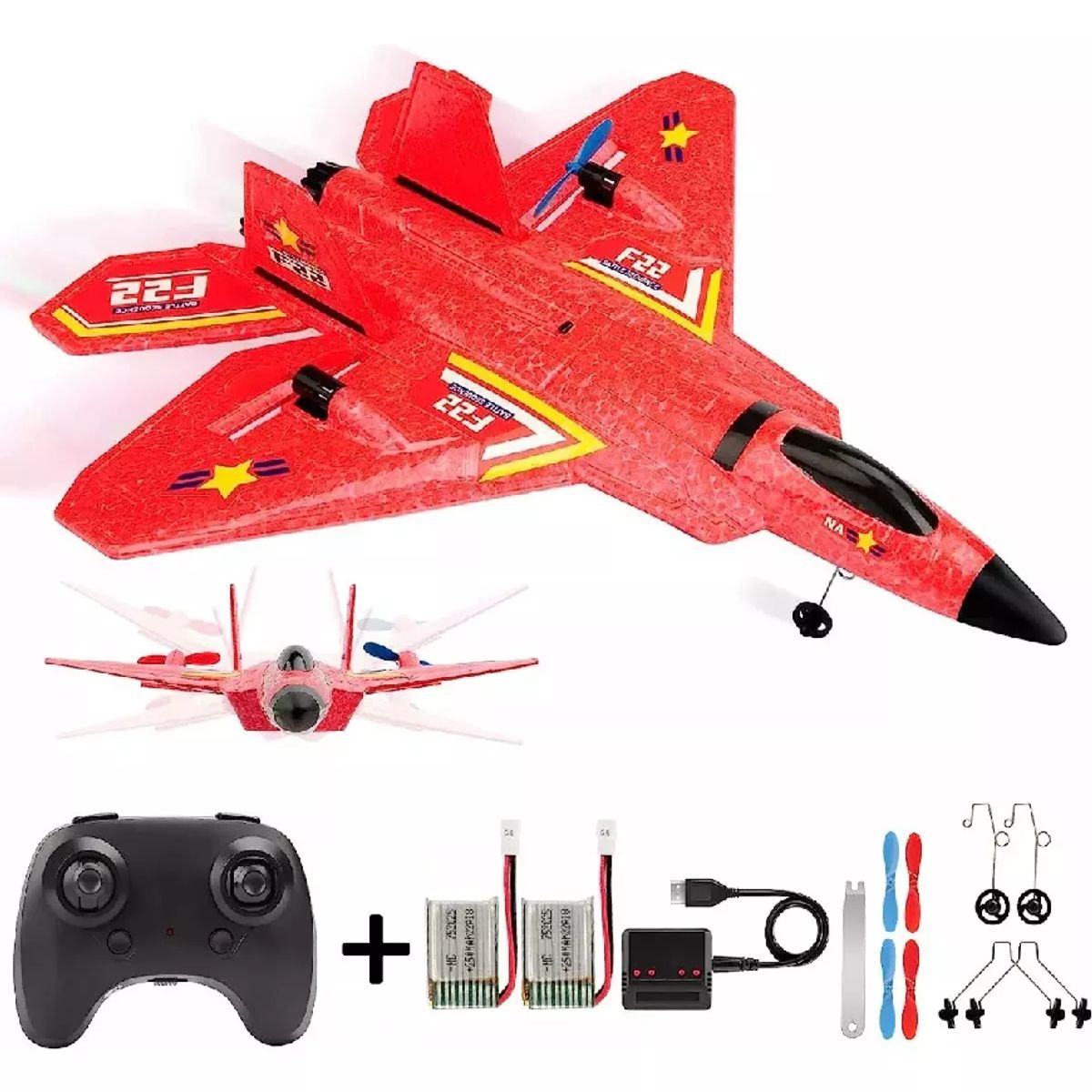 GENERICO - Avion Rc Juguete Planeador De Espuma Con Luces F22 Raptor
