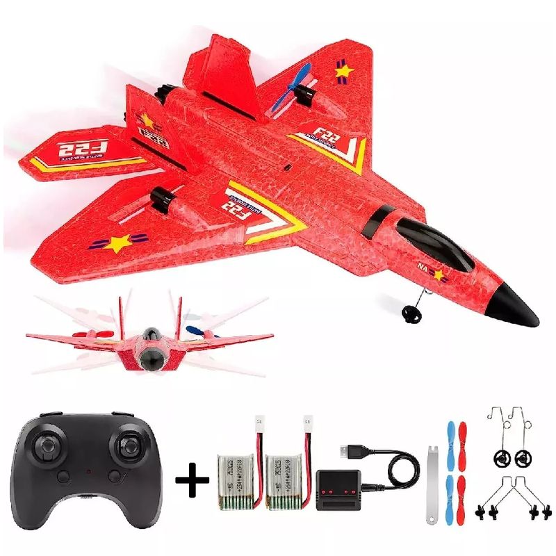 GENERICO - Avion Rc Juguete Planeador De Espuma Con Luces F22 Raptor