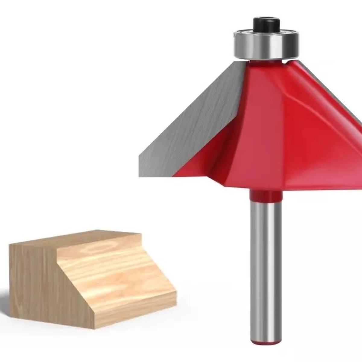 GENERICO - Fresa Madera Copiadora  En Angulo 45° Toma ¼ x 1° Con Chaflán