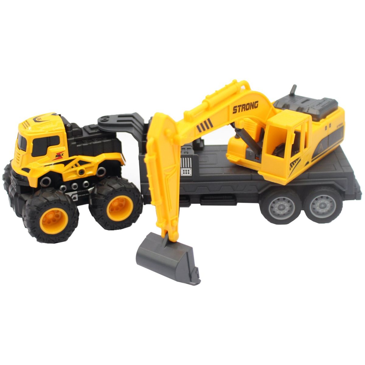 GENERICO - Camión De Juguete Remolque a Fricción con Excavadora - SC