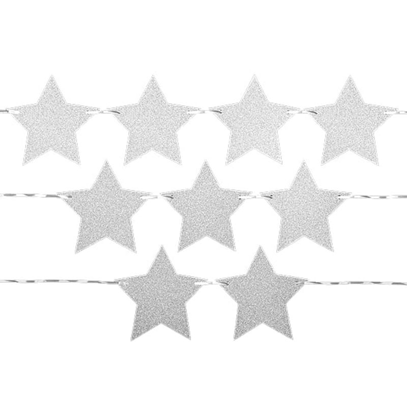 GENERICO - GUIRNALDA ESTRELLA PAPEL PLATEADO 12 PCS X1 UNI