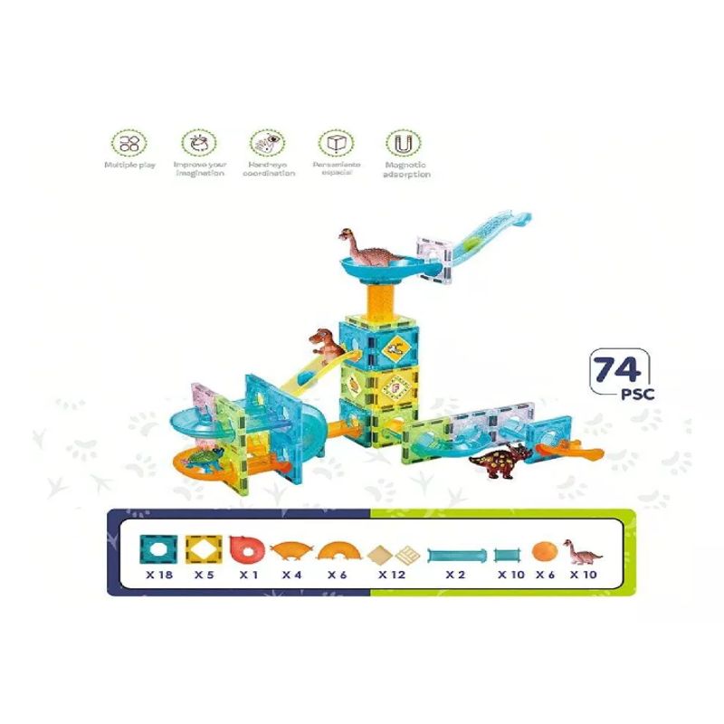 GENERICO - Bloques Magnéticos Construcción Didácticos Dinosaurios 74pcs
