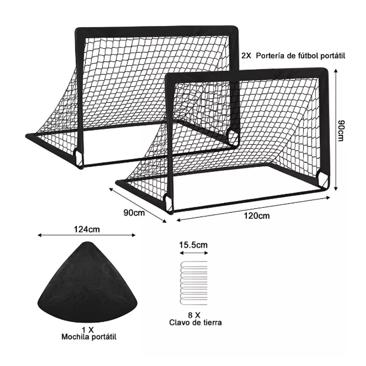 GENERICO - 2 Juego De Porterías De Fútbol Portátil Para Niños 120*90cm