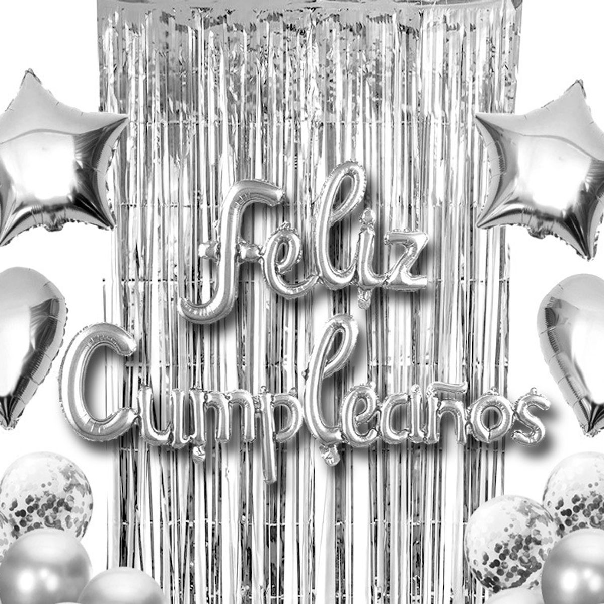 GENERICO - SET CORTINA GLOBO FC PLATEADO X1 UNI