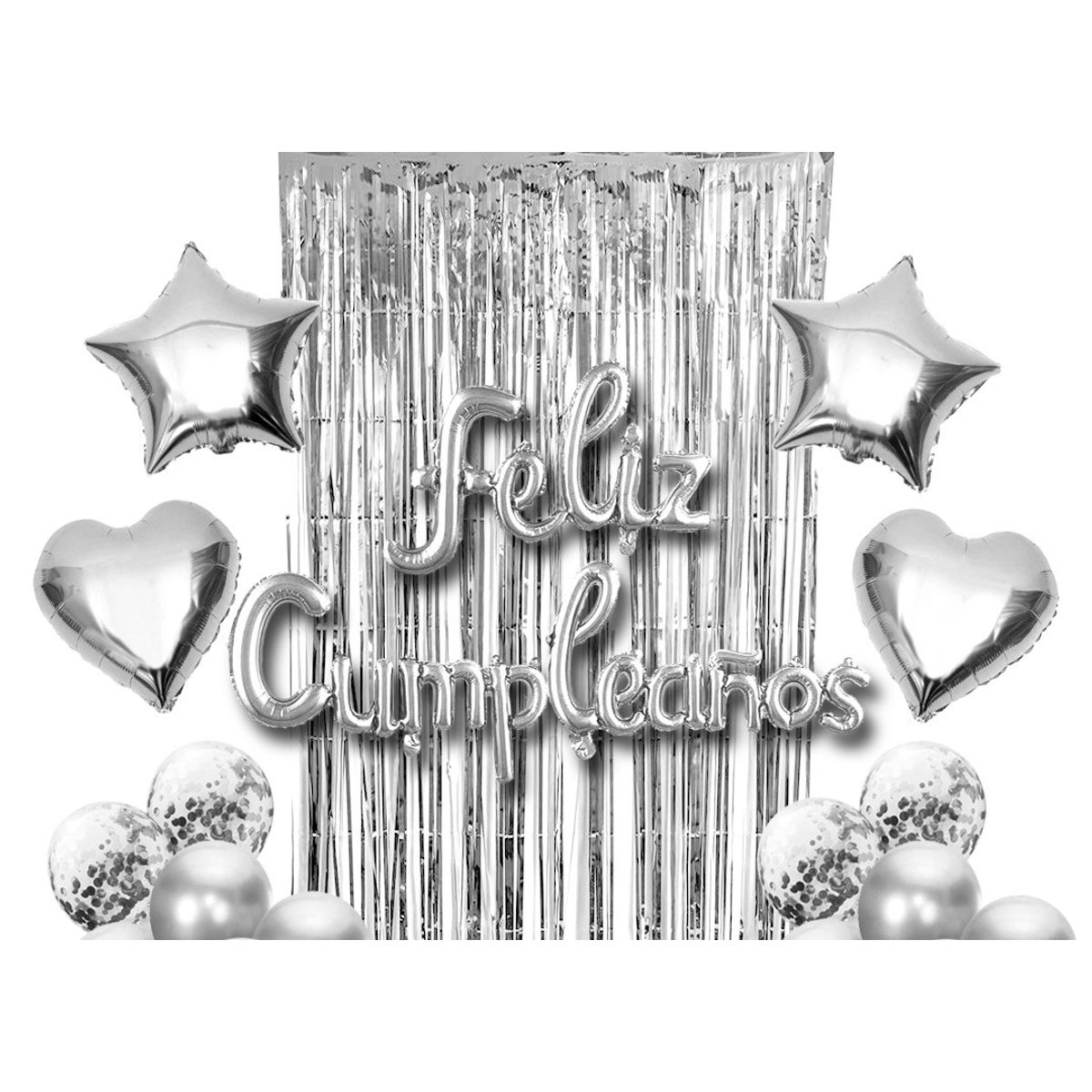 GENERICO - SET CORTINA GLOBO FC PLATEADO X1 UNI