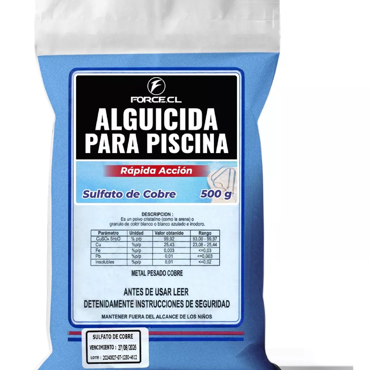 UNIVERSAL - Alguicida Piscina Sulfato De Cobre 500 Gr. - Rápida Acción