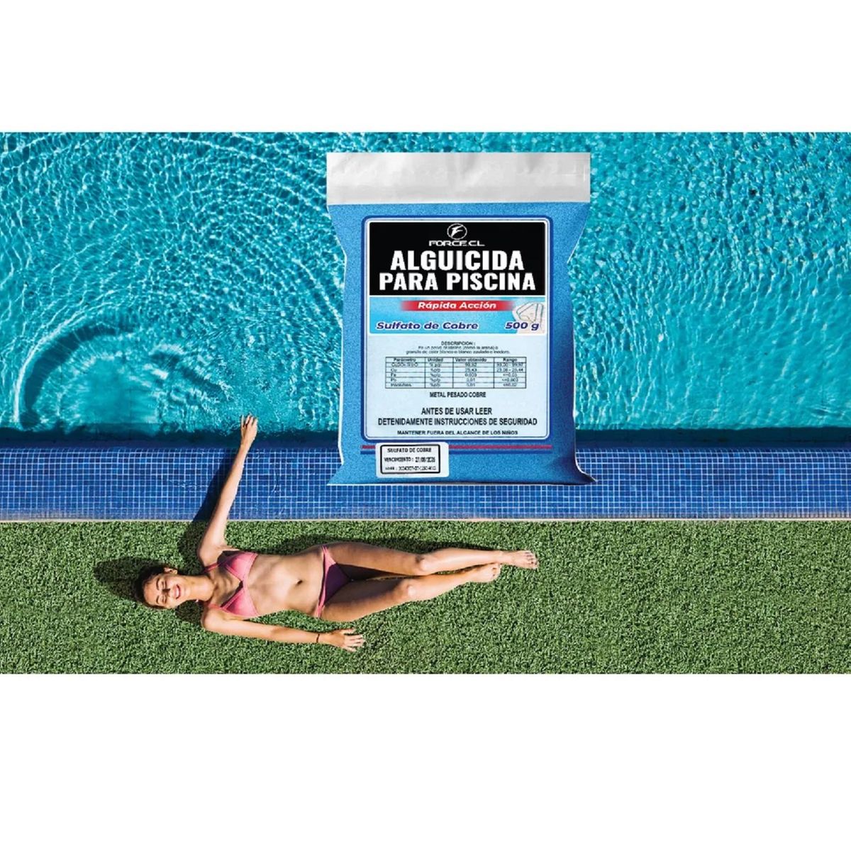 UNIVERSAL - Alguicida Piscina Sulfato De Cobre 500 Gr. - Rápida Acción