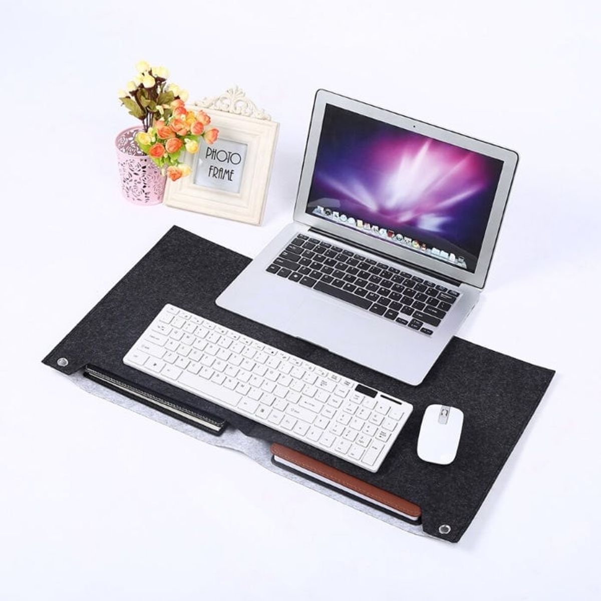 FACTORYTECH - Mousepad Para Notebook Macbook Fieltro 63x30CM 2 Bolsillos