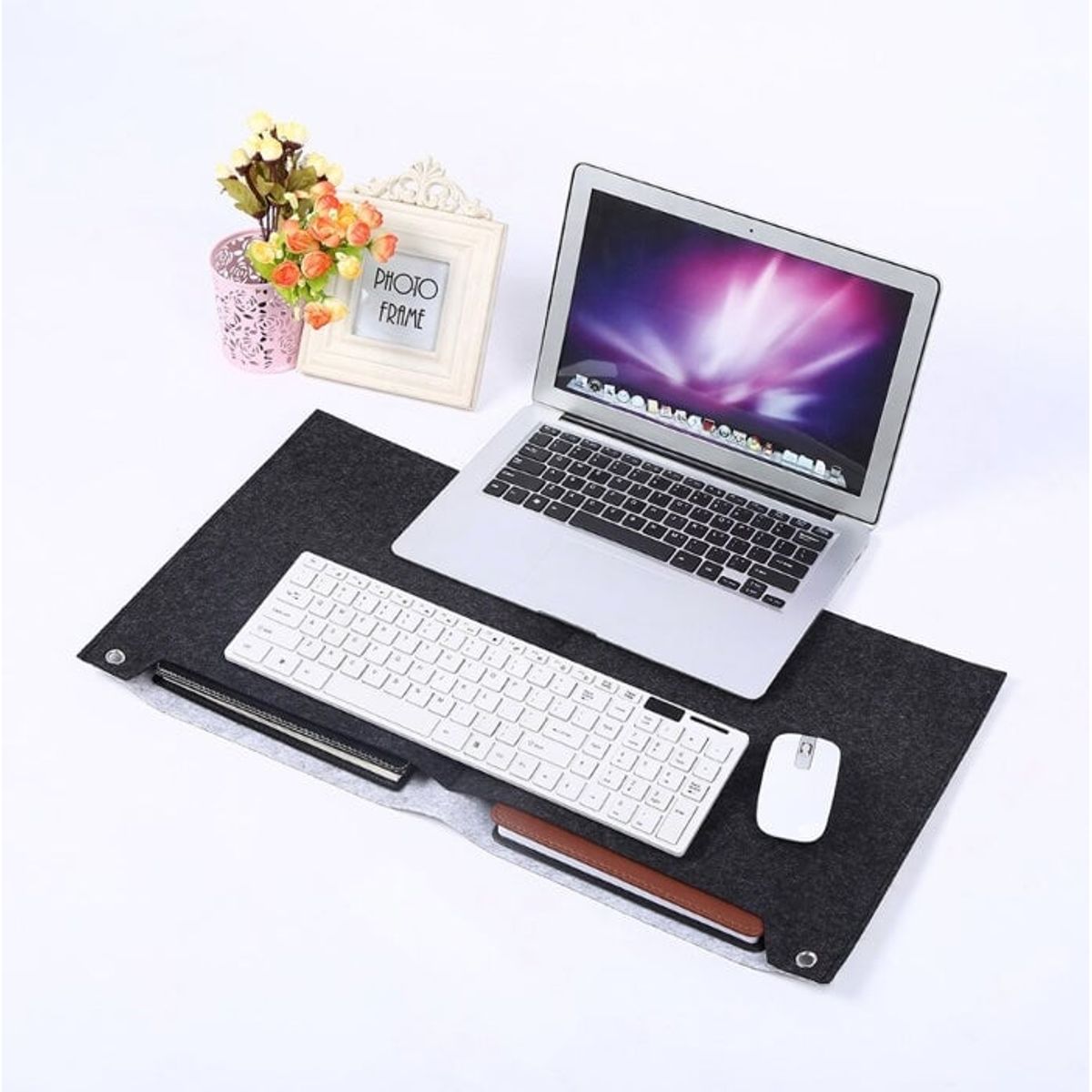FACTORYTECH - Mousepad Para Notebook Macbook Fieltro 63x30CM 2 Bolsillos