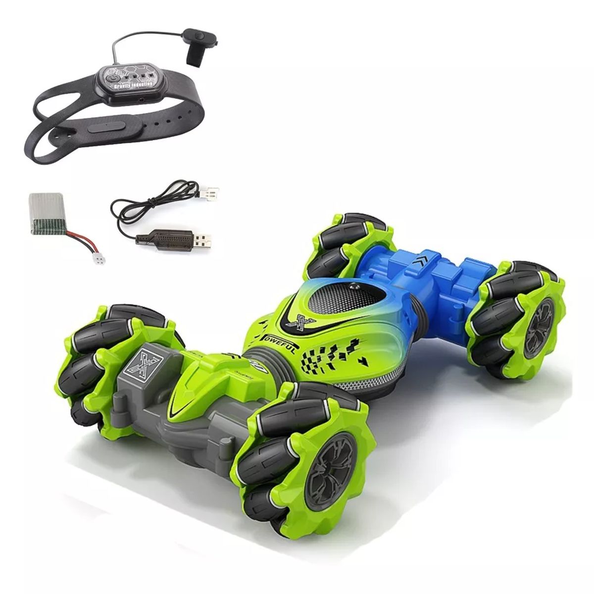 GENERICO - Auto Loco 4x4 Trucos Pro Con Control 24g Verde Spacezat