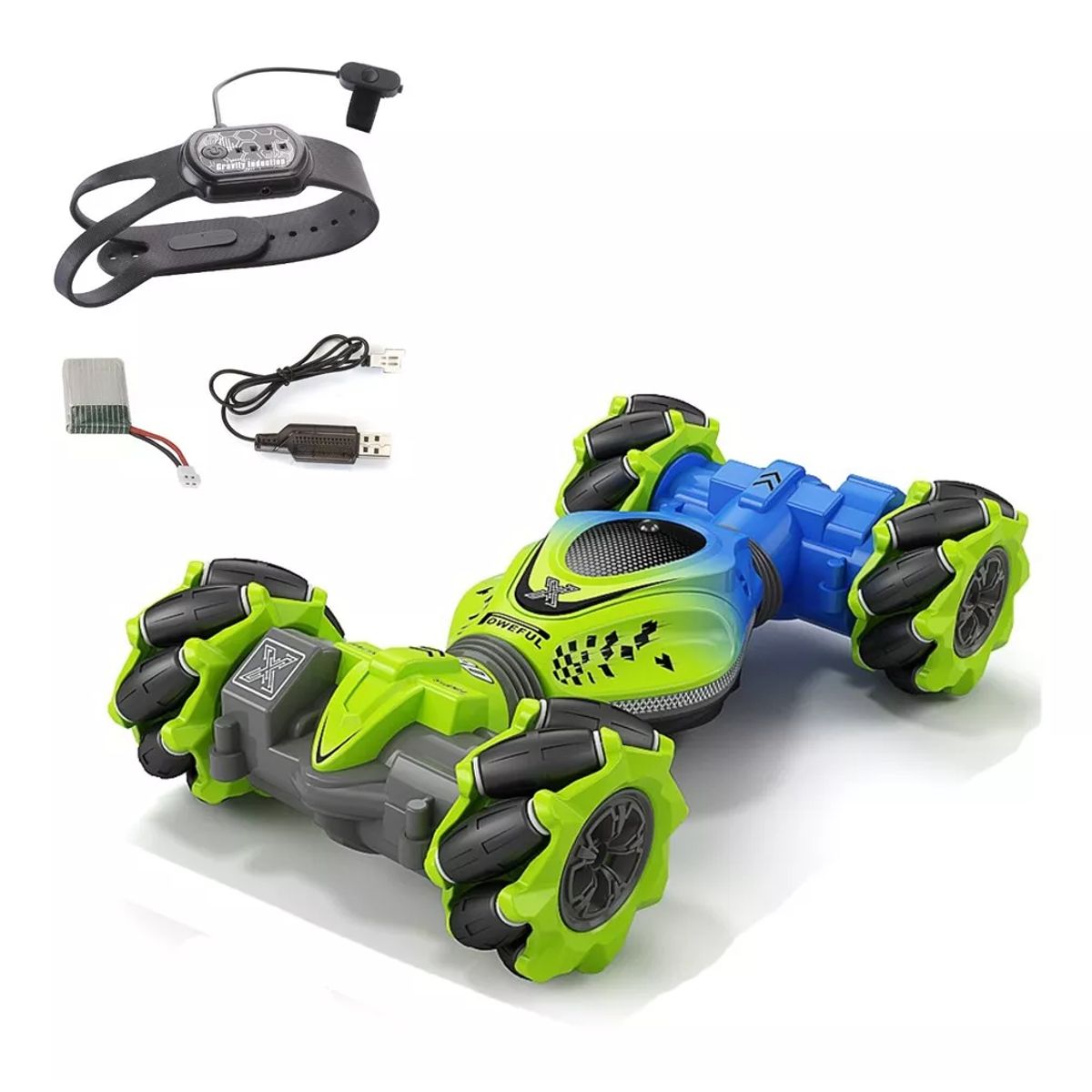 GENERICO - Auto Loco 4x4 Trucos Pro Con Control 24g Verde Spacezat