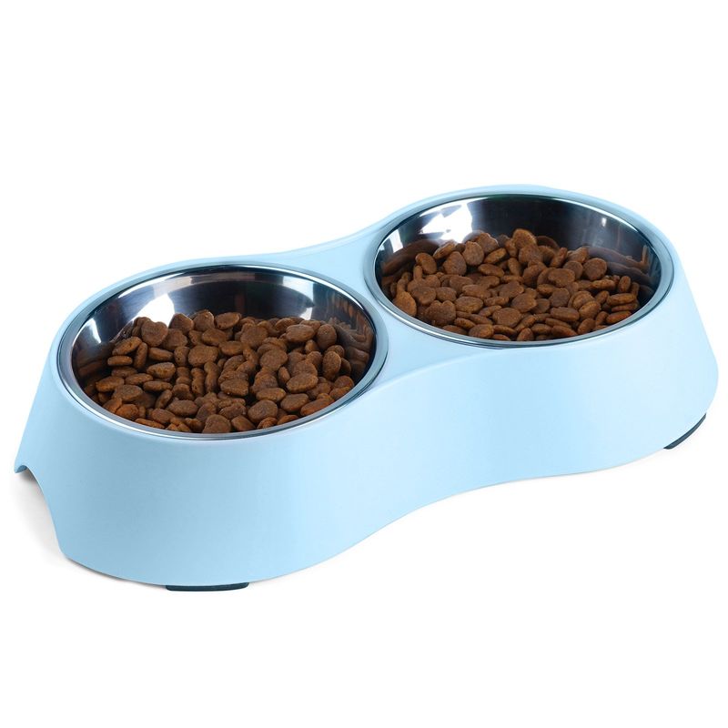 GENERICO - Comedero Cubeta Doble De Acero Para Perros Gatos Mascotas