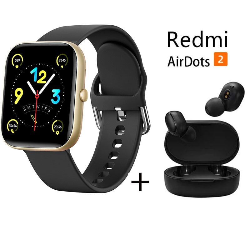 XIAOMI - Reloj inteligente de pantalla grande HD + combo Redmi AirDots 2 Dorado