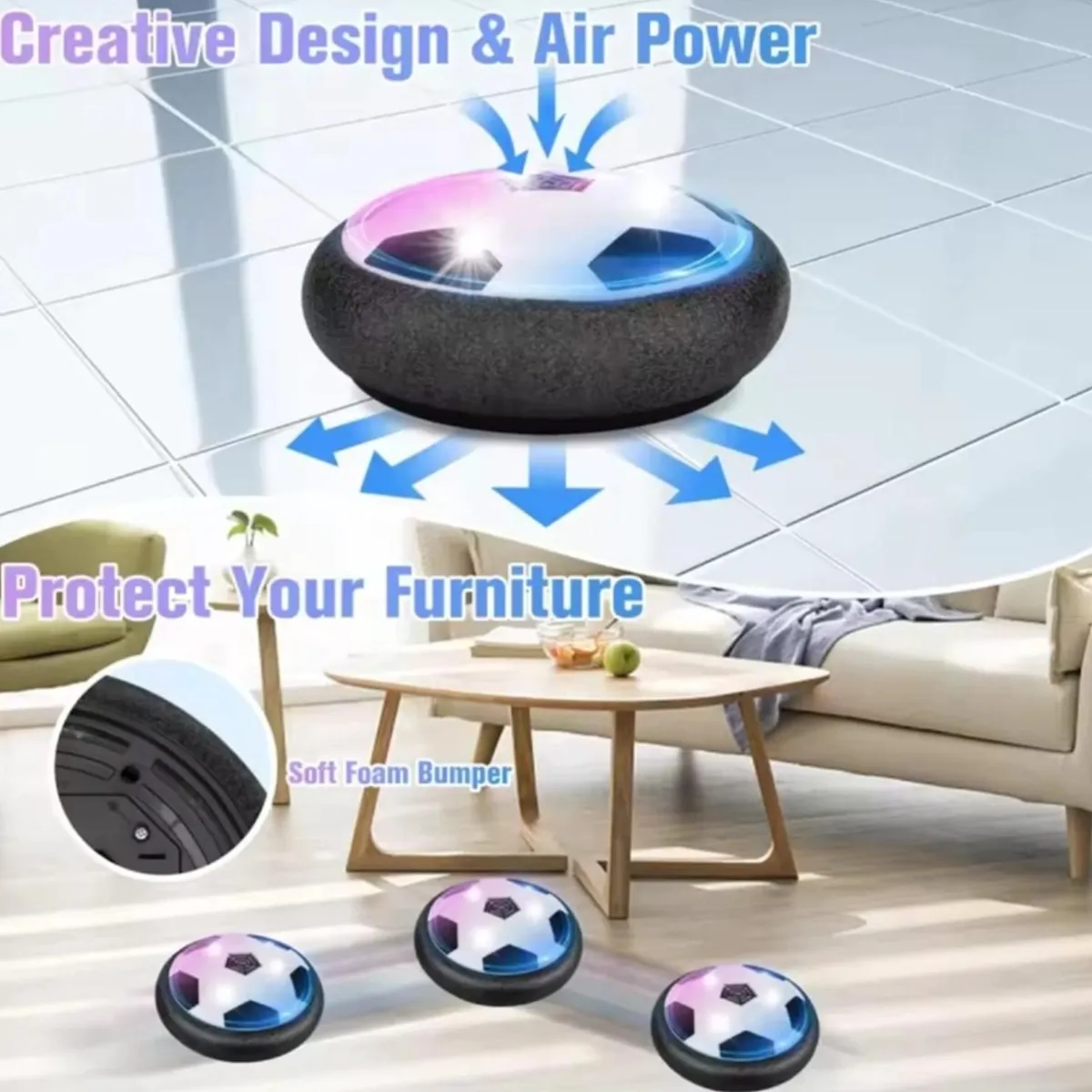 GENERICO - Pelota Deslizante De Futbol Con Luz Led