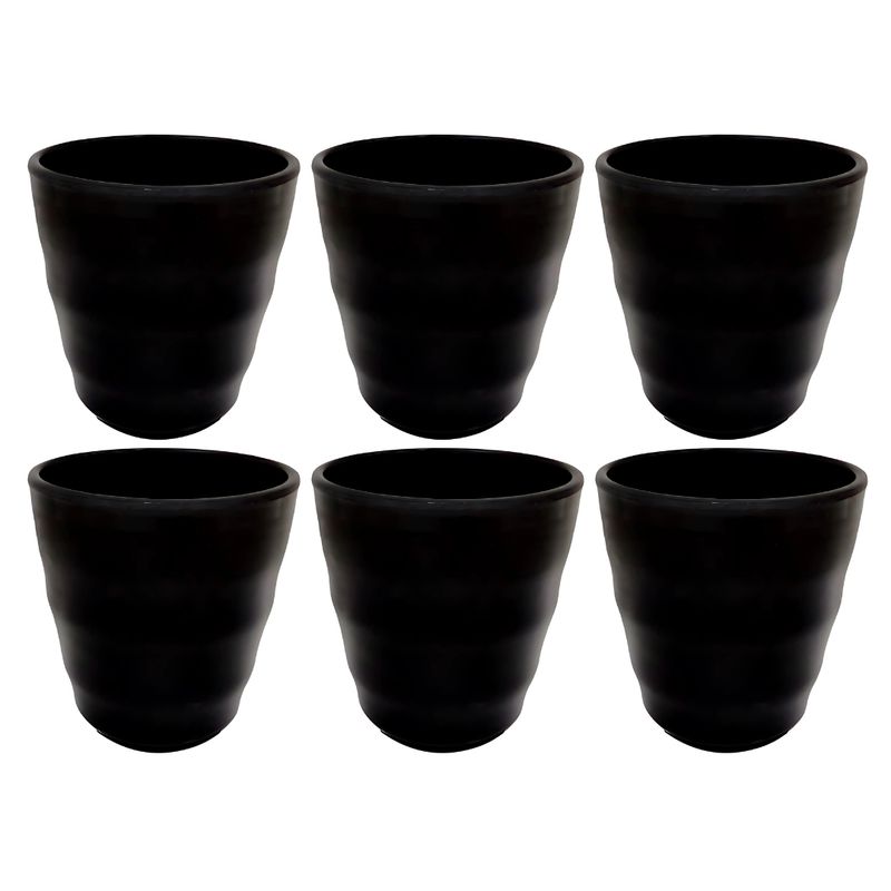 GENERICO - Set 6 Vasos de Melamina color Negro de 7x8 cm