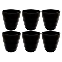 GENERICO - Set 6 Vasos de Melamina color Negro de 7x8 cm