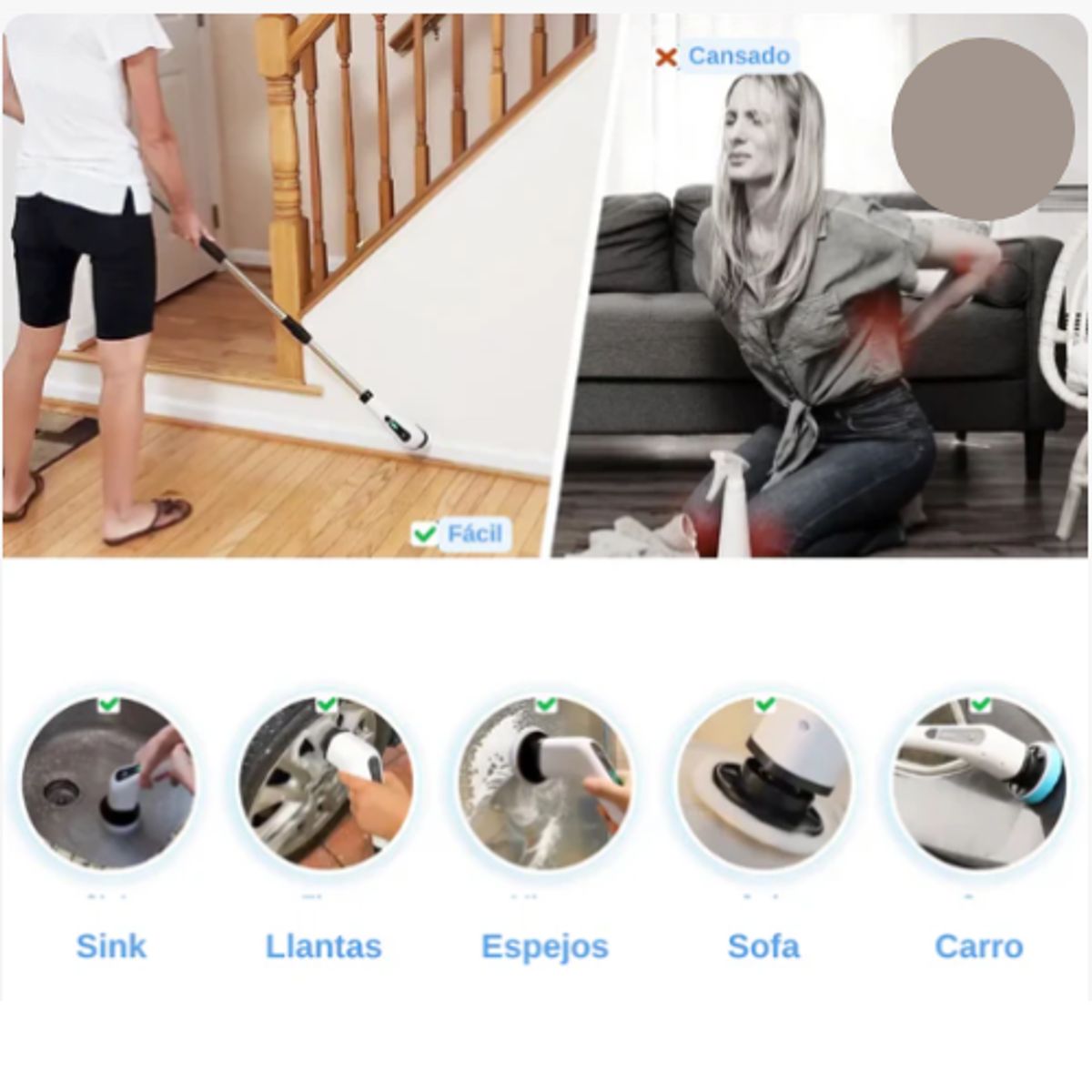 GENERICO - Cepillo Limpiador Inalámbrico 7 en 1