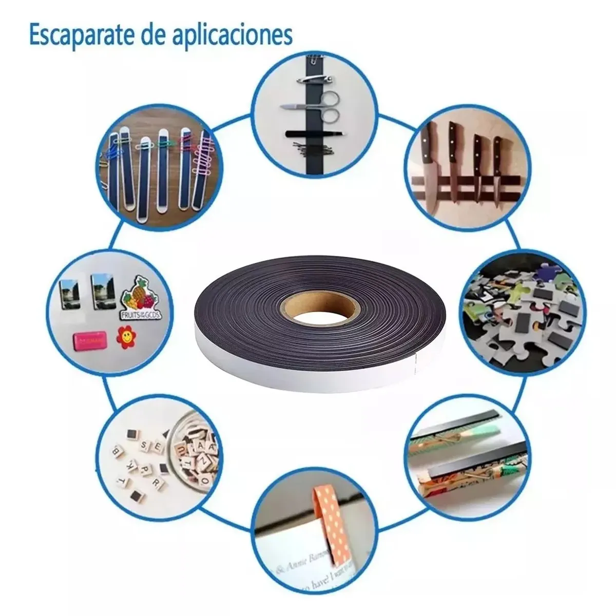 KUANGYE - Cinta Magnetica Adhesiva 2cm X 2metros Multiuso Multiproposi