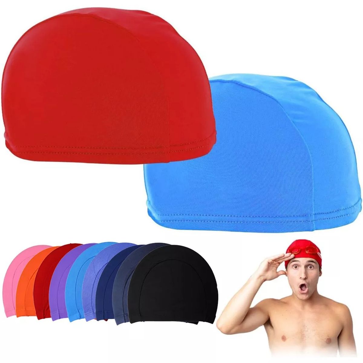 KUANGYE - Pack 12 Gorro Natación Lycra Standar Colores Solido Adu Jove