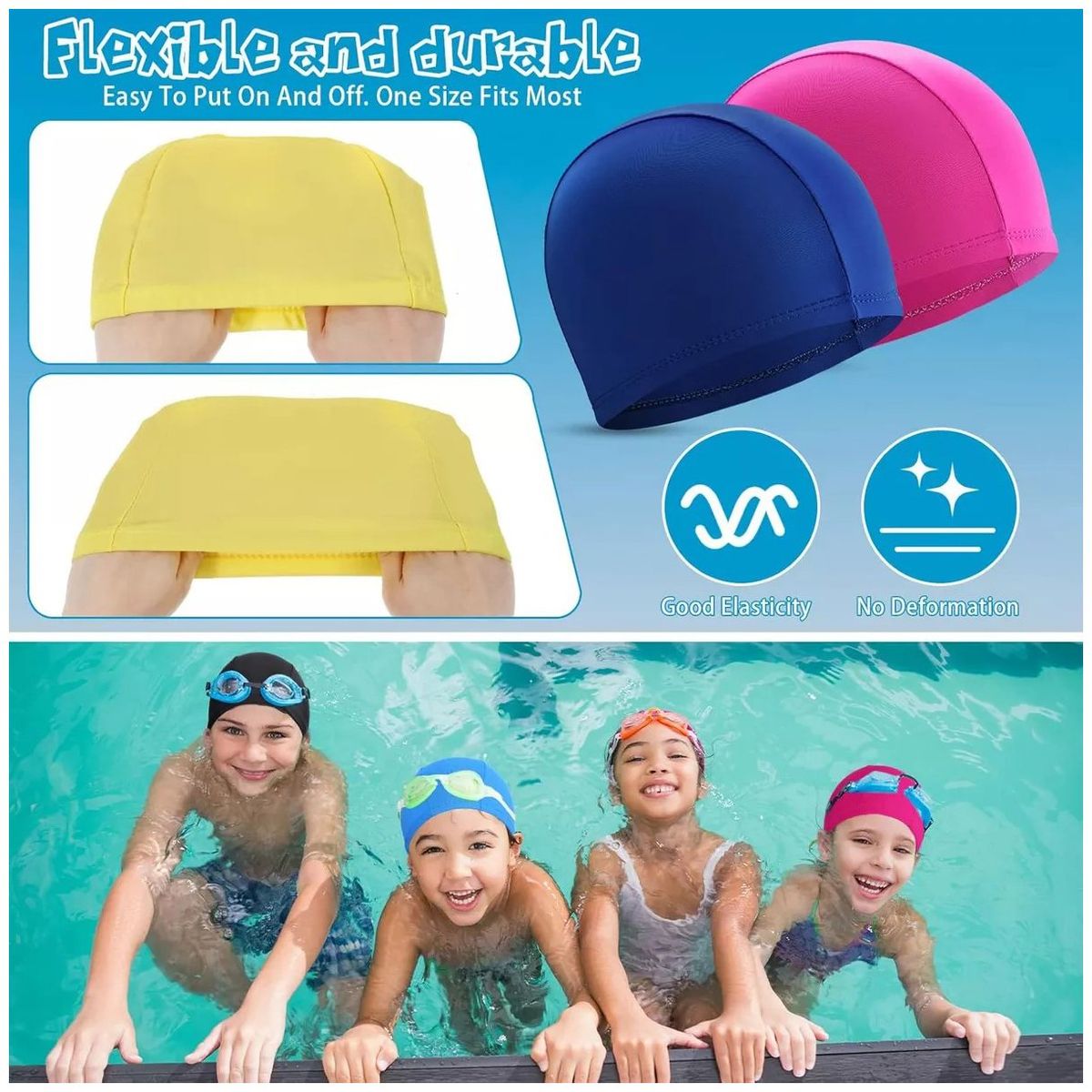 KUANGYE - Pack 12 Gorro Natación Lycra Standar Colores Solido Adu Jove