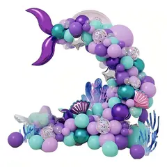GENERICO - 136 Pcs Sirena Globo Set Bebé Bautizo Cumpleaños Decoración