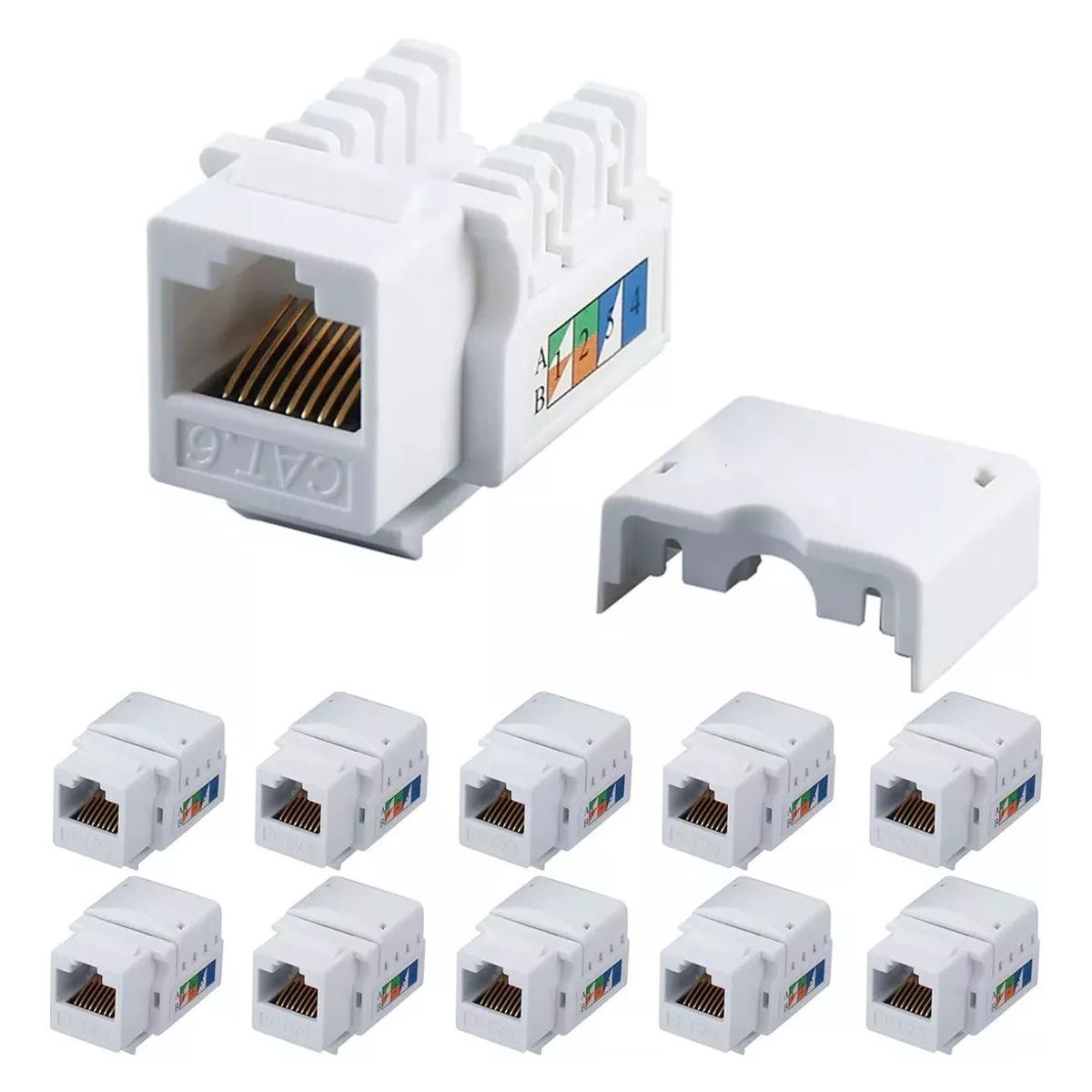 KUANGYE - Pack 10 U Modulo Hembra Rj45 Cat 6 Para Tapa Muro Face Plate