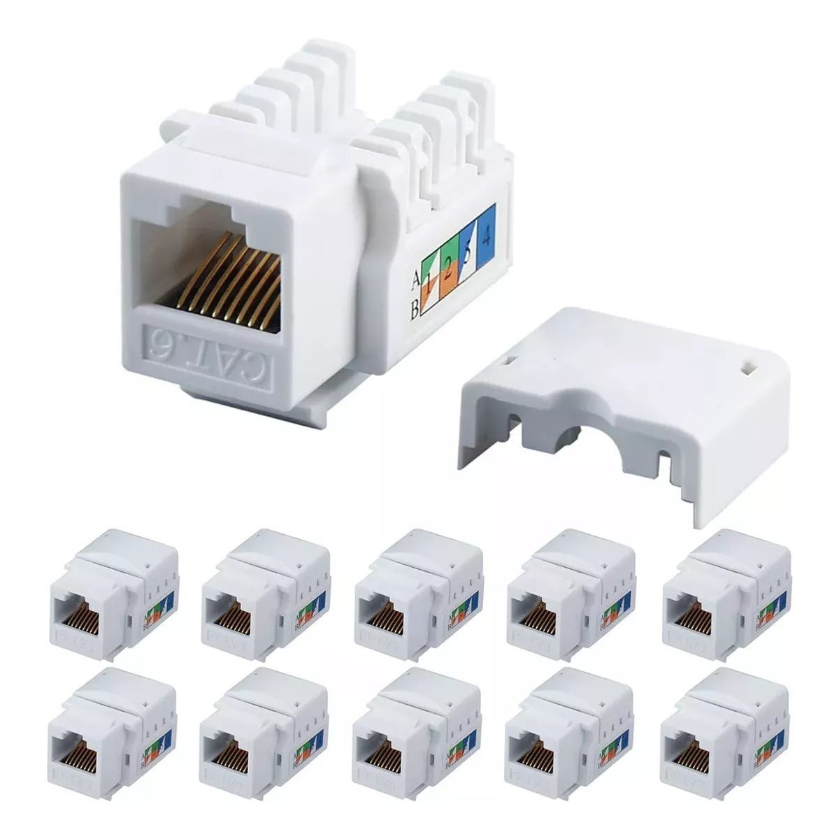 KUANGYE - Pack 10 U Modulo Hembra Rj45 Cat 6 Para Tapa Muro Face Plate