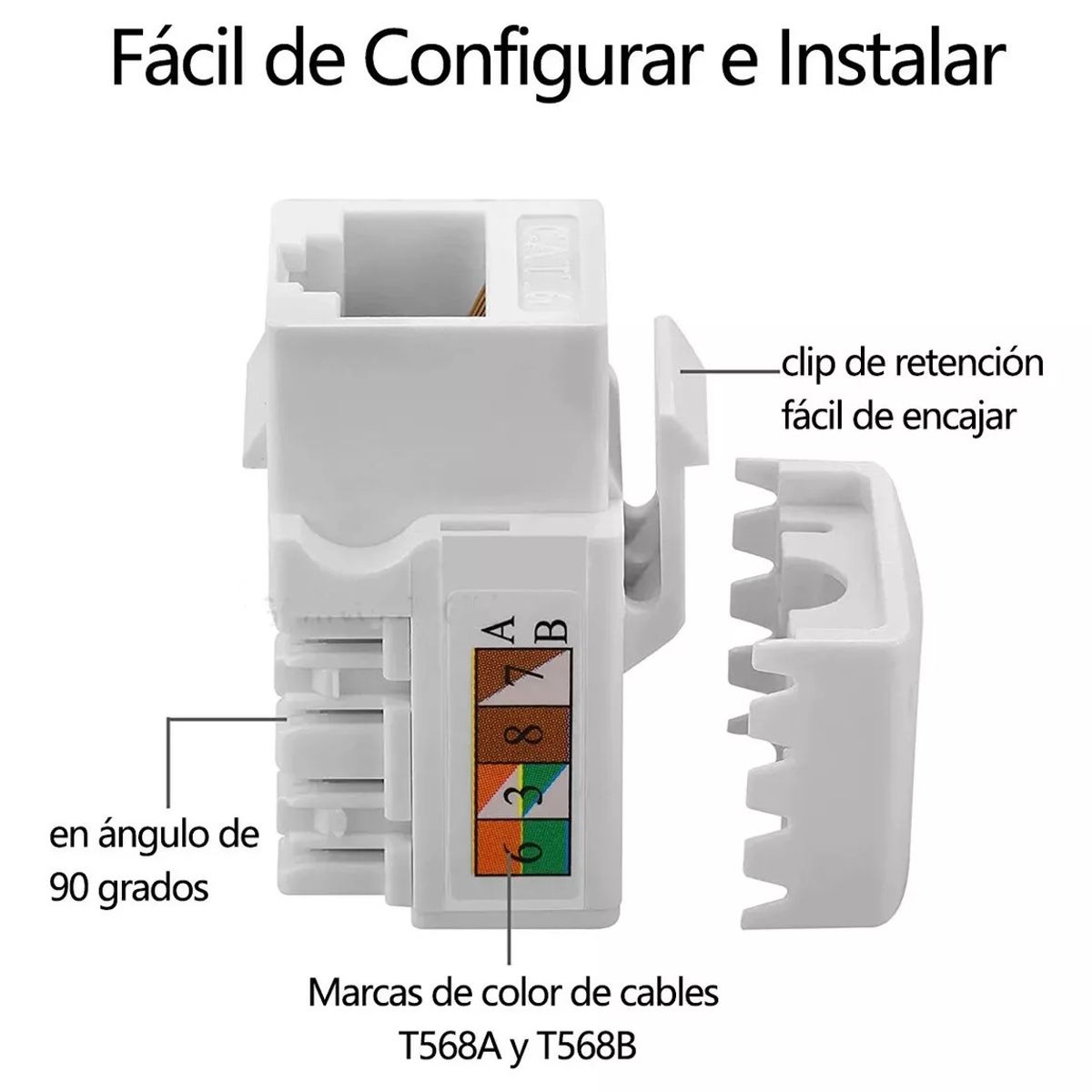 KUANGYE - Pack 10 U Modulo Hembra Rj45 Cat 6 Para Tapa Muro Face Plate