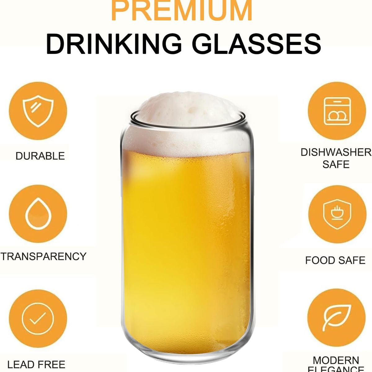 KUANGYE - Display 4 Vasos De Vidrio 550 Ml Transparente