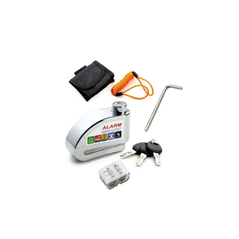GENERICO - Candado Freno Disco Moto Bici Alarma Bloqueo Antirrobo Gris