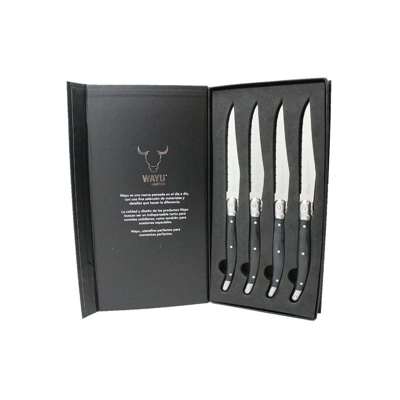GENERICO - Set 4 Cuchillos Black Mesa Carne Wayu Limited Asado  Acero