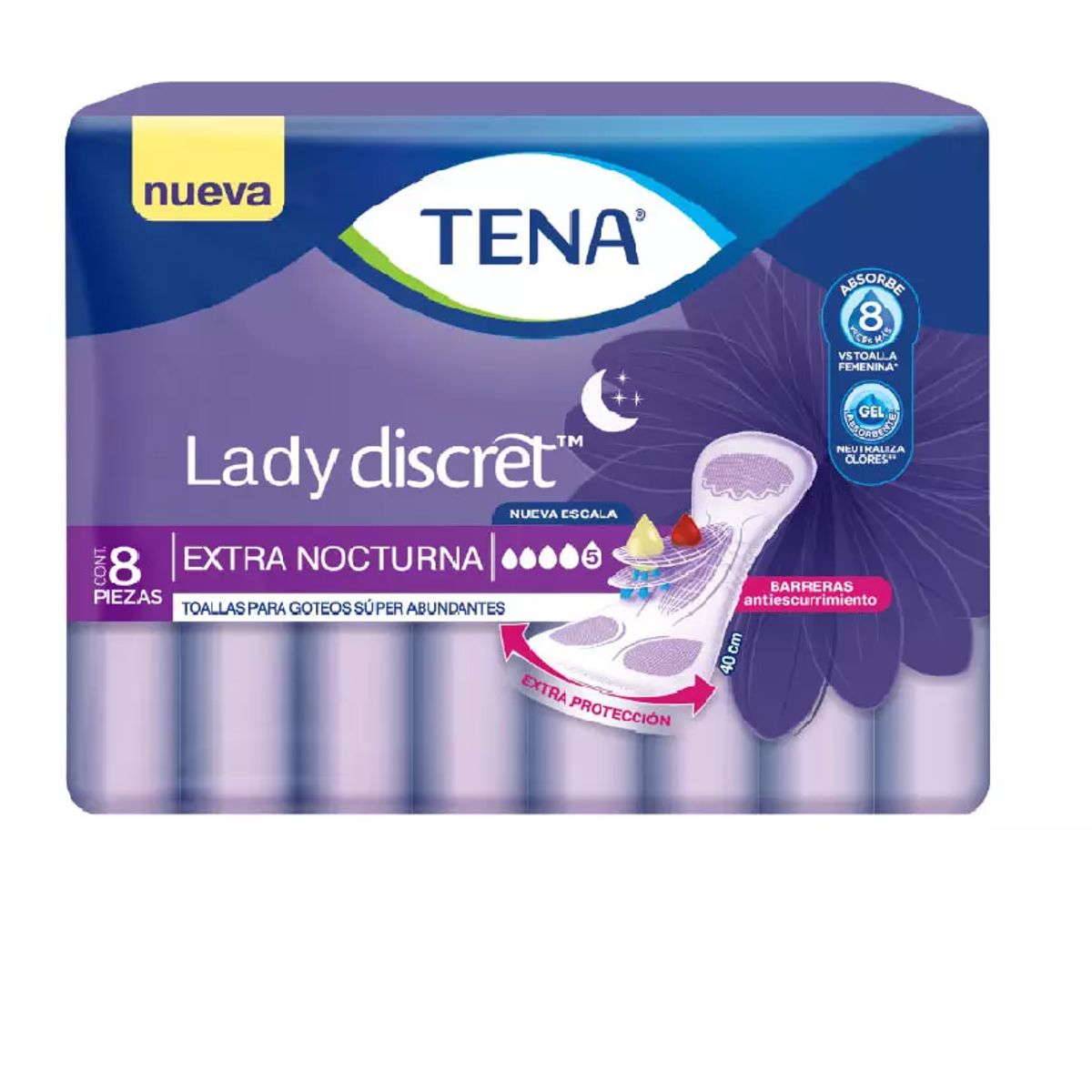 TENA - Tena Toalla TENA Lady Discret Extra Nocturna 8 Unidades