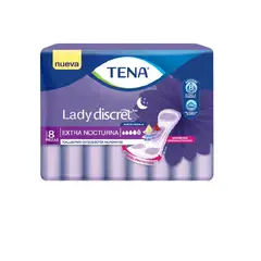 TENA - Toalla Lady Discret Extra Nocturna 8 Unidades