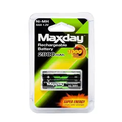 GEN - Pack De 2 Pilas Recargables Maxday Aaa 2800mah - Negro